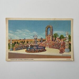 RPPC Patriotism In Stone Dickeyville WI Vintage Postcard